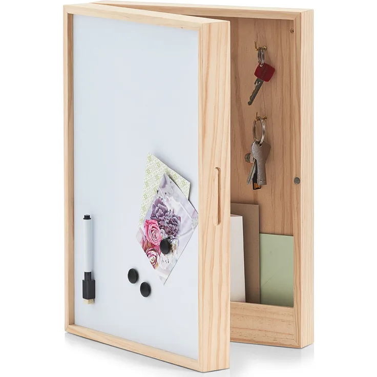 Zeller Schlüssel-Memo-Box m. Whiteboard, Holz