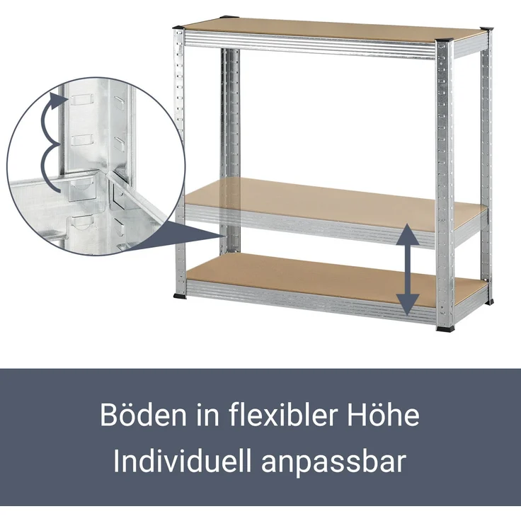 Juskys Easy 2er Set Lagerregal aus Metall mit 8 Einlegeböden 160 x 80 x 40 cm – Bild 5