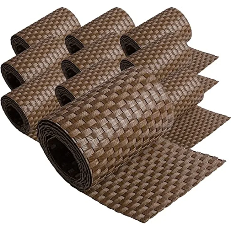 10 x Poly-Rattan Sichtschutzstreifen für Doppelstabzaun Doppelstab Matten Flechtzaun 19 x 255 cm BRAUN