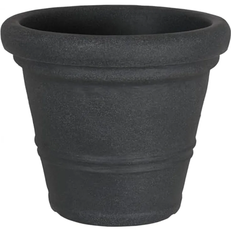 Geli Pflanztopf Milano Ø 40 x 32 cm, runder Pflanztopf aus anthrazitfarbenem Kunststoff für Innen- und Außenbereich