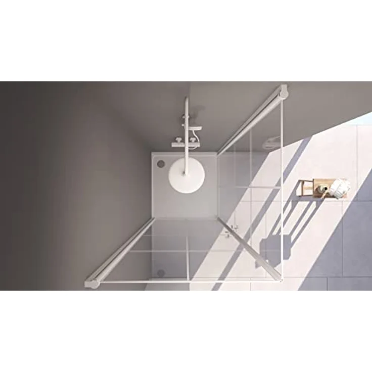 MARWELL Glasdusche Clean Line 90 x 90 x 200 cm – Eckdusche in modernen Design - Duschkabine mit hochwertigen Aluminiumprofilen in matt weiß – Bild 5