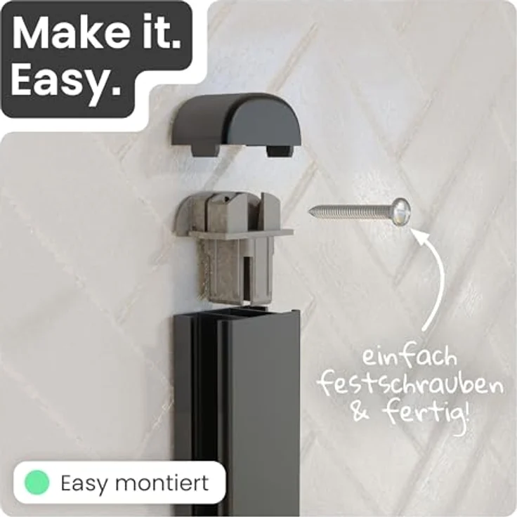 instmaier Cleo Duschstange, 78,5 cm höhenverstellbar, Schwarz, modernes Design, einfache Montage – Bild 5