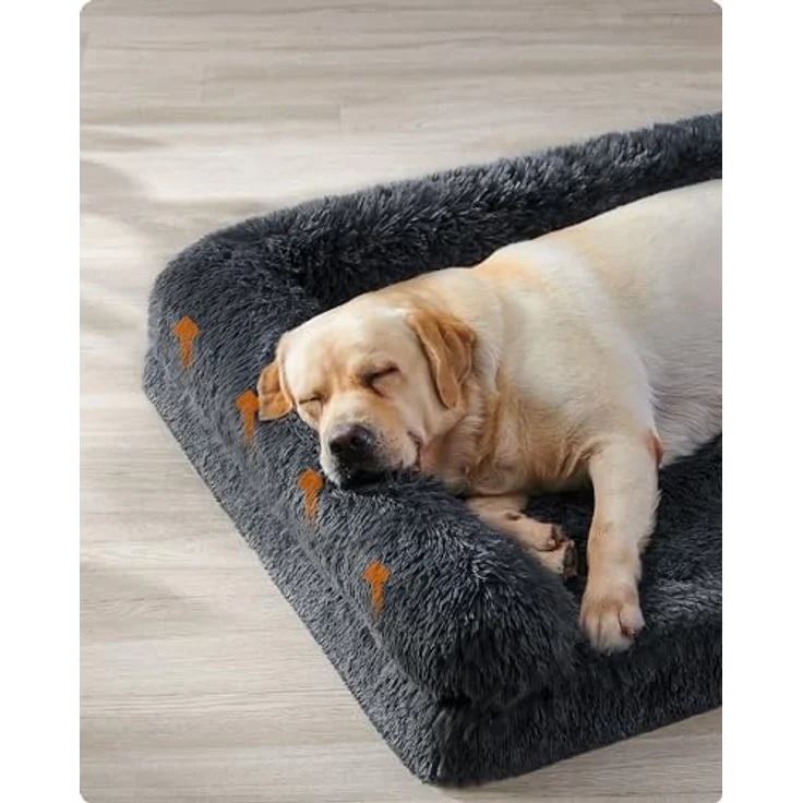 Feandrea FluffyHug Hundebett XXL, Noppenschaumstoff, abnehmbar & waschbar, 122 x 85 x 24 cm, dunkelgrau – Bild 3
