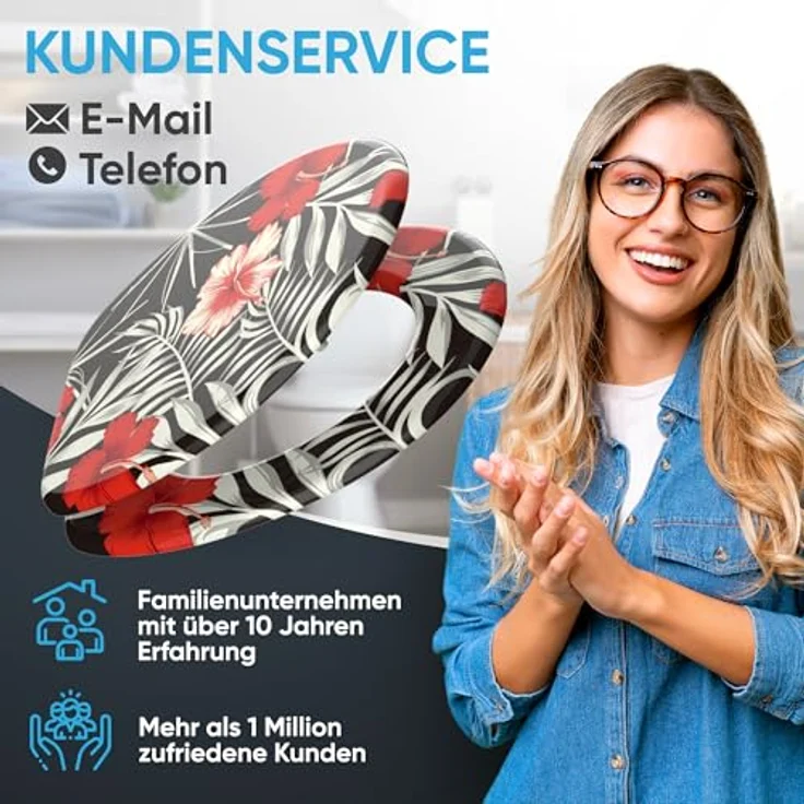 Sanilo WC Sitz Hibisca, Absenkautomatik, stabiler Holz-Toilettendeckel, antibakterielle Oberfläche, passend für alle WCs – Bild 7