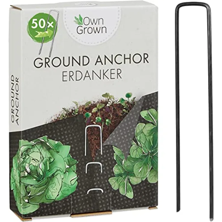 OwnGrown Erdanker Bodenanker Lang: 50 Stabile Erdanker aus gehärtetem Stahl - Garten Zubehör für Unkrautvlies und mehr