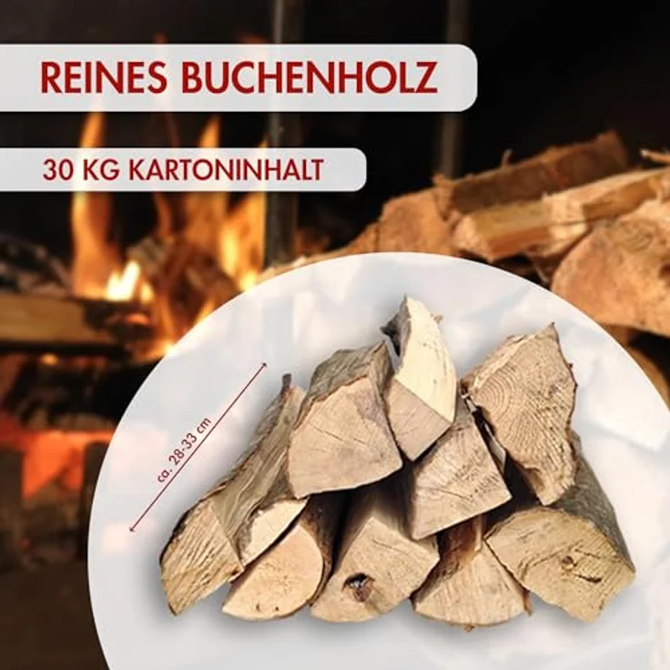 Kaminholz Grillholz Brennholz Feuerholz Buche trocken ofenfertig 30kg – Bild 3