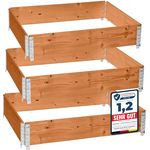 Garronda naturbelassene Hochbeete Palettenrahmen 120x80x20 cm 3 Stück faltbar stapelbar - für Pflanzen Blumen Kräuter Braun GD-0075