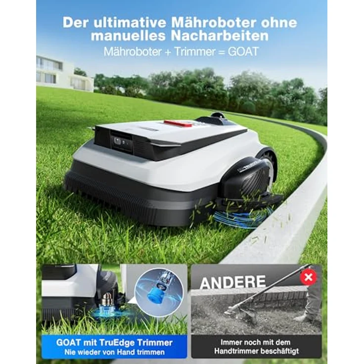 ECOVACS GOAT A1600 LiDAR PRO Mähroboter mit Care Kit, bis zu 400 m² pro Stunde, automatische Kartierung, 48 Klingen, App-Steuerung, präzise Navigation – Bild 3