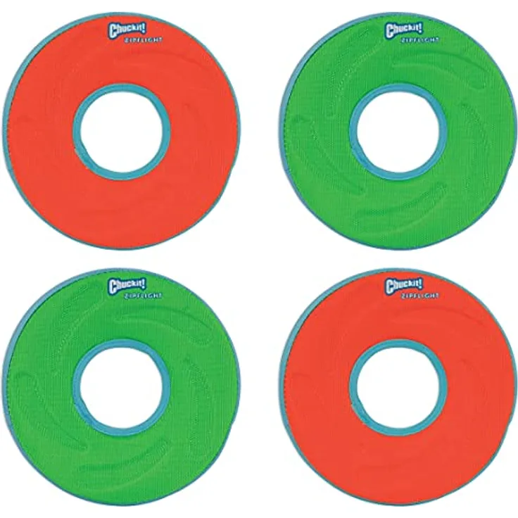 Chuckit! (4 Pack) Zipflight Amphibious Flying 6-Inch Ring Dog Fetch Toy Small