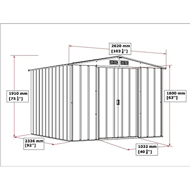 Duramax 8 x 8 (5.89 m²) Metallgerätehaus, feuerverzinktes Metall gerätehaus - Geräteschuppen, verstärkte Dachkonstruktion, wartungsfreier und wetterfester Metallschuppen, Grün – Bild 4