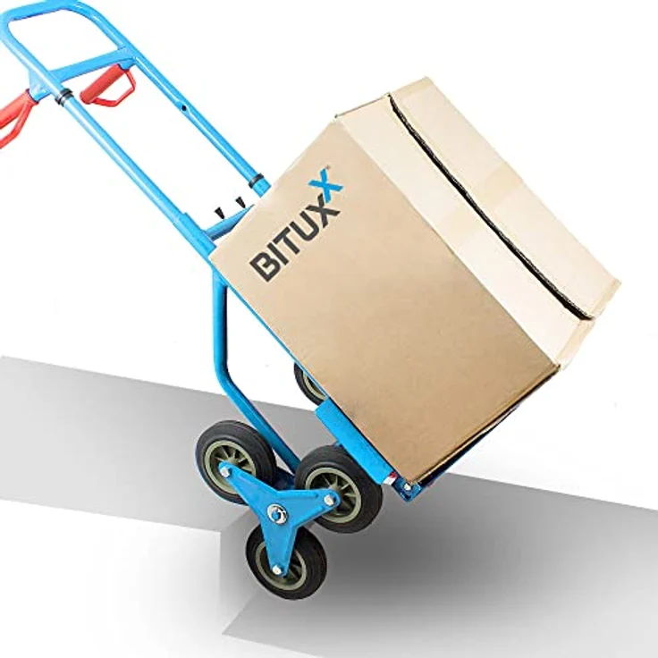 Bituxx Treppensackkarre Ausziehbar, bis 200 kg Traglast, mit einstellbarem Haltegriff, blau – Bild 6
