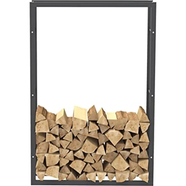 Bc-elec HHWPF0026 Holzablage, Rack aus schwarzem Stahl für Brennholz, 150 x 100 x 25 cm – Bild 4