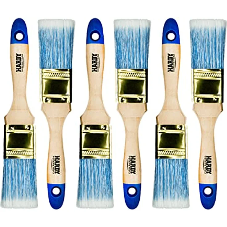 Hardy Working Tools Flachpinsel-Set 6 STK. 35 mm Serie 42, Lasurpinsel für Holz und Lackpinsel für Metall mit synthetischen hellen Borsten – Bild 1