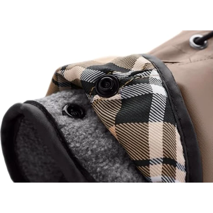 HUNTER Hundemantel Uppsala, 2in1 Design mit herausknüpfbarem Innenfutter, wasserabweisend, Größe 32,5 - Taupe – Bild 5