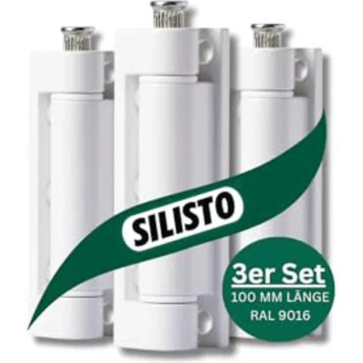 SILISTO Fenster & Tür-Scharniere 100mm, weiß RAL9016, 3er Pack, bis 40kg belastbar, wetterfest und robust, für Außen & Innen