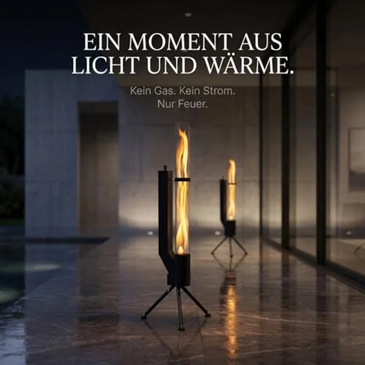 Albatros International Gartenkamin Pelletfackel Schwarz mit Glasrohr, Rocket Stove Outdoor, inkl. Standfuß, lange Brenndauer bis 120 Minuten – Bild 7