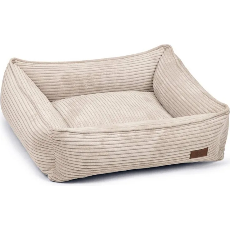 Designed By Lotte Tierbett Liegebett Ribbed hellgrau, superweiches Material mit Flockenfüllung und anti-Rutsch Unterseite