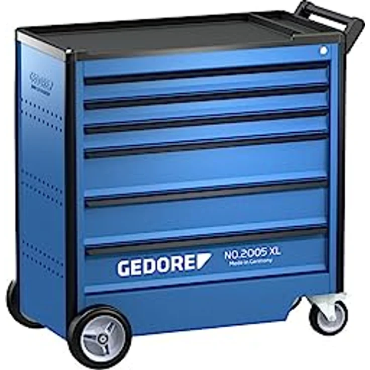 Gedore Werkzeugwagen 2005 XL 0330, Werkstattwagen mit 6 Schubladen, blau, aus korrosionsbeständigem Stahlblech, zentralverriegelbar, Tragkraft bis 1000 kg – Bild 4