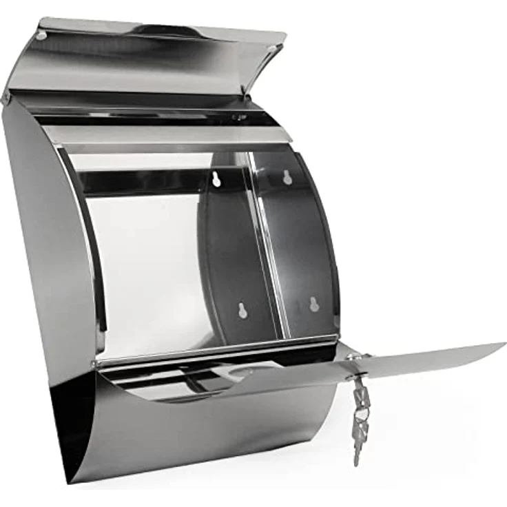 Grafner Edelstahl Briefkasten mit Zeitungsrolle und 3 Sichtfenstern Postkasten – Bild 4