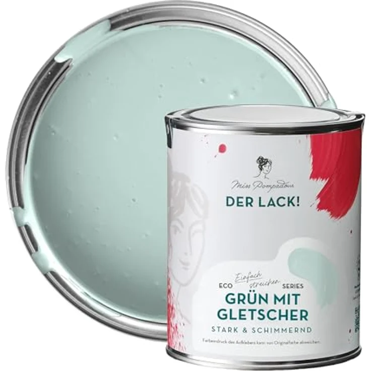 MissPompadour Holzfarbe Grün mit Gletscher 1L, seidenmatte Möbelfarbe für Innen & Außen, witterungsbeständig, hohe Deckkraft, wasserbasiert – Bild 1