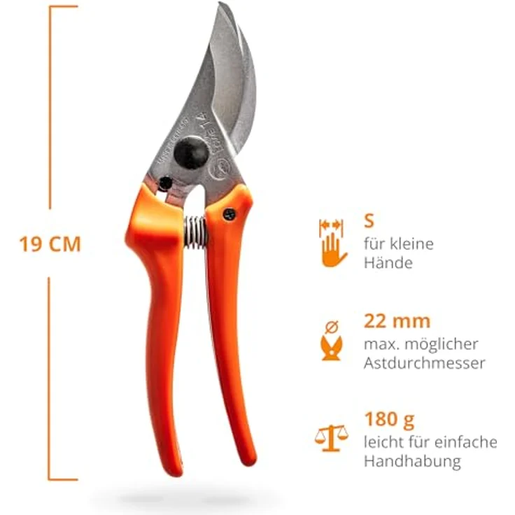 Original Löwe 14 Gartenschere Rosenschere 14.107 mit scharfen Stahlklingen aus Carbon - leichte Bypass-Schere mit Antihaftbeschichtung zum Schneiden für Rosenbüsche Rosenzweige Äste Schnittblumen Rechtshänder klein – Bild 4