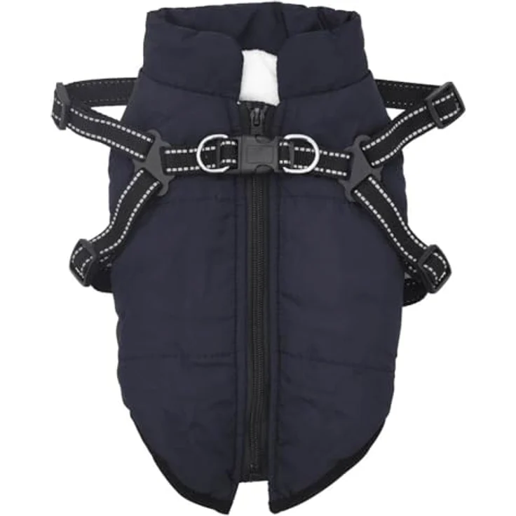 vidaXL Hundemantel mit Geschirr Wasserdicht Reflektierend Marineblau L, Outdoor-Weste für Hunde mit zusätzlicher Polsterung – Bild 4