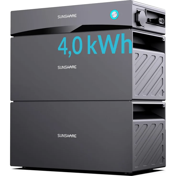 Sunshare Glory 4 kWh Balkonkraftwerk-Speichersystem, modular bis 10 kWh Kapazität, IP65, All-in-One Hybrid-Wechselrichter