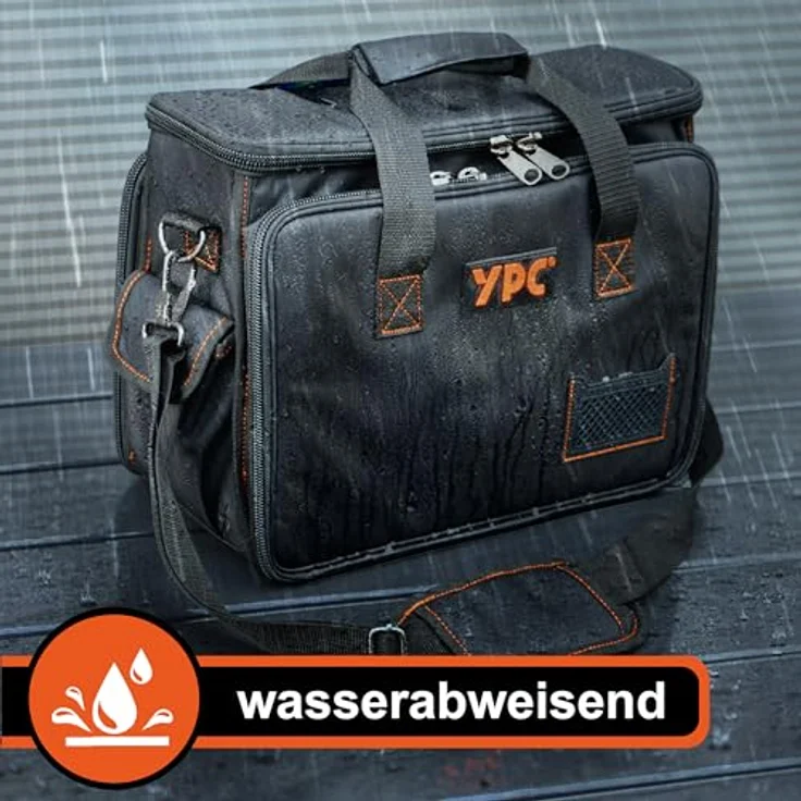YPC Werkzeugtasche XL, Umhängetasche aus wasserabweisendem Oxford 600D Gewebe, 38x28x11cm mit 11 Haltern und 5 Innentaschen – Bild 6