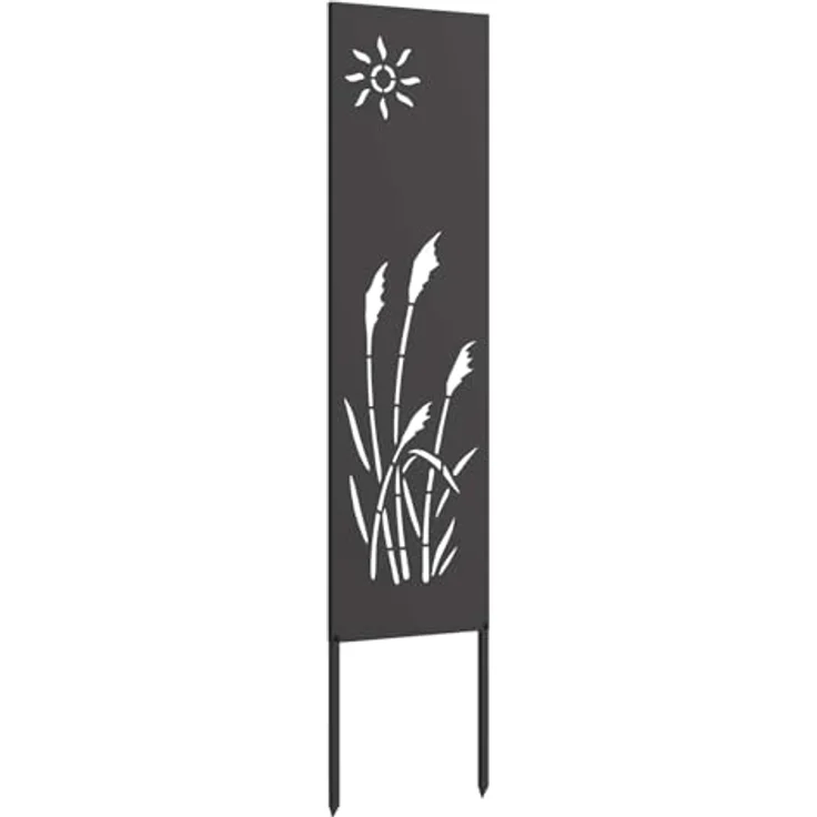 vidaXL Garten Sichtschutz-Leinwand Schwarz 32 x 140 cm, moderner Sichtschutz aus robustem Stahl, rechteckig, dekorative Einlagen, funktionale Trennwand für Terrasse und Garten – Bild 5