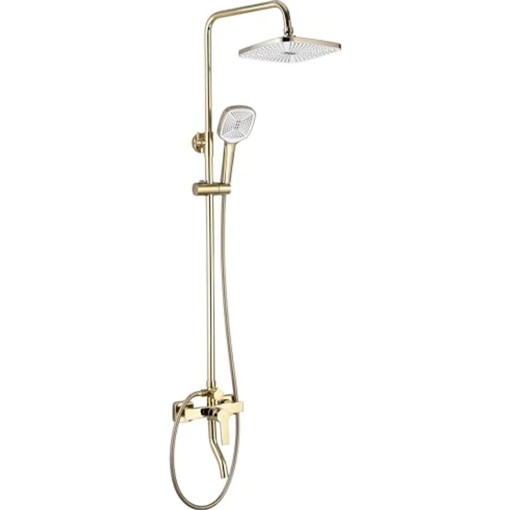 wohnwerk.idee Duschsystem Design Duscharmatur mit Regenbrause und Handbrause, verschiedene Farbvarianten in Kupfer matt, Gold poliert, Titan, Schwarz und Chrom – Bild 3