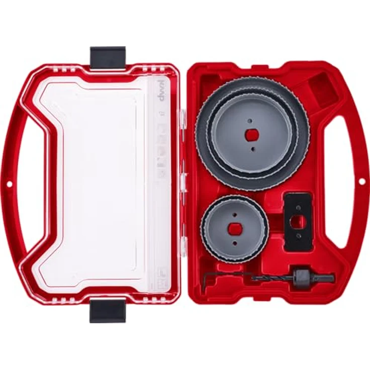 kwb Lochsäge-Set, 8-teilig, Durchmesser-Größe von 68 mm bis 127 mm inkl. HSS Zentrierbohrer im praktisch stabilem Kunststoffkoffer - Preisvergleich – Bild 2