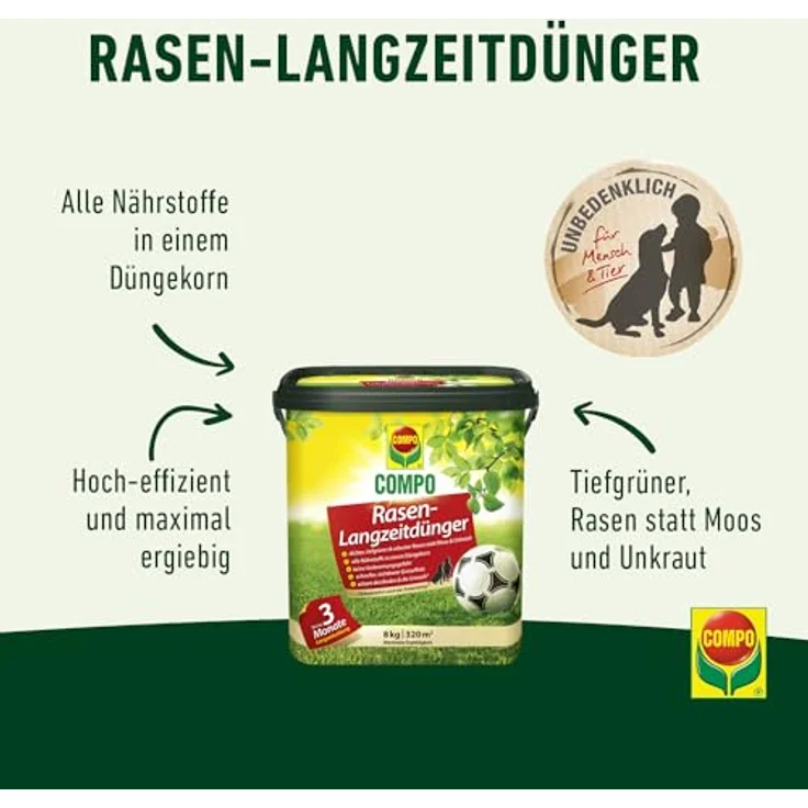Compo Rasen-Langzeitdünger 8 kg - 2463304004 Düngemittel – Bild 2