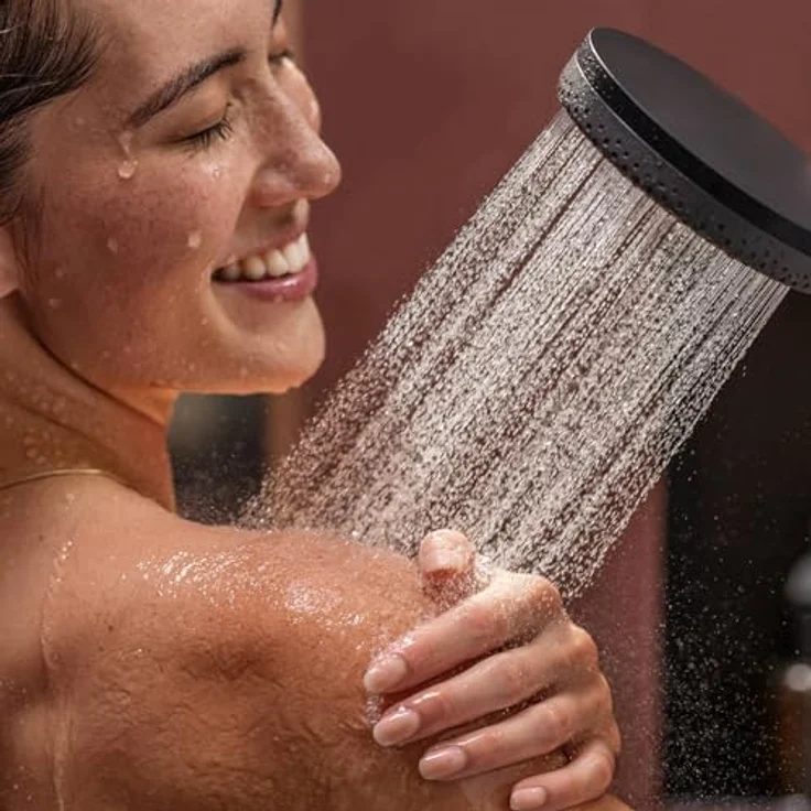 hansgrohe Raindance Alive Select S, Duschbrause mit 3 Strahlarten, EcoSmart, 125 mm, Schwarz-Graphit, 5.90 l/min – Bild 7