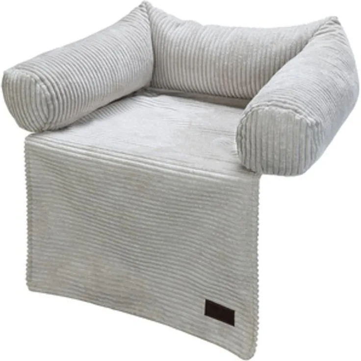 Designed By Lotte Tierbett Couchkissen Ribbed - Hundekissen - Hellgrau - Schaumfüllung - Bezug waschbar - 50x45 cm