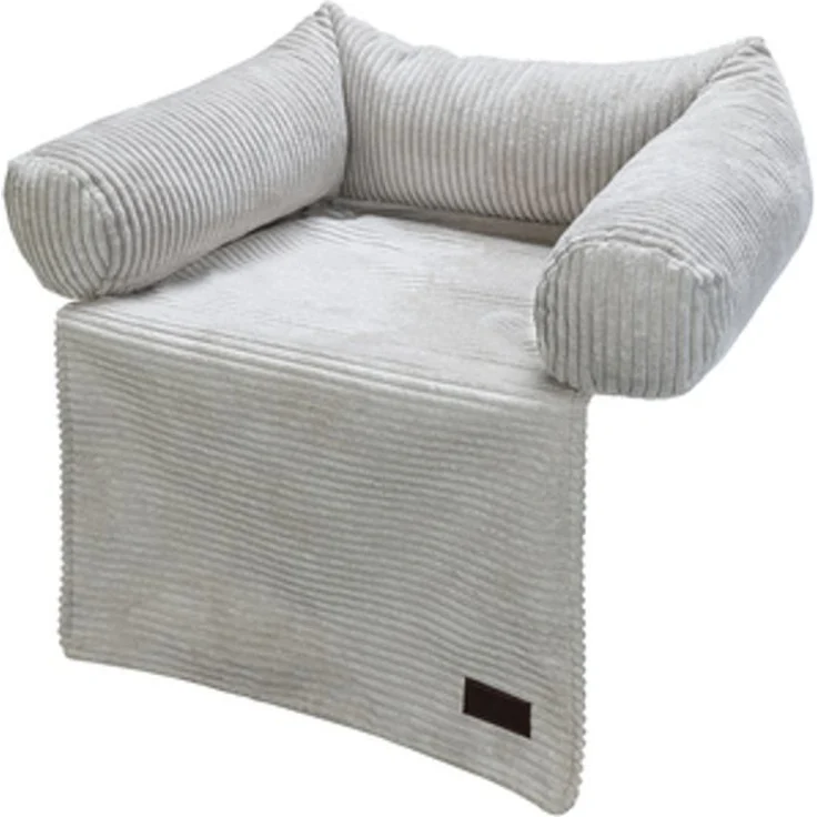 Designed By Lotte Tierbett Couchkissen Ribbed - Hundekissen - Hellgrau - Schaumfüllung - Bezug waschbar - 50x45 cm