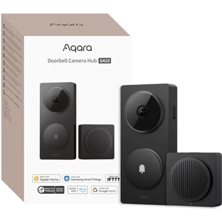 Aqara G410 Smart Türklingel Kamera, 2K, HomeKit-kompatibel, 2-Wege Audio, integrierter Matter Hub, drahtlos/draht, Schwarz – Bild 1