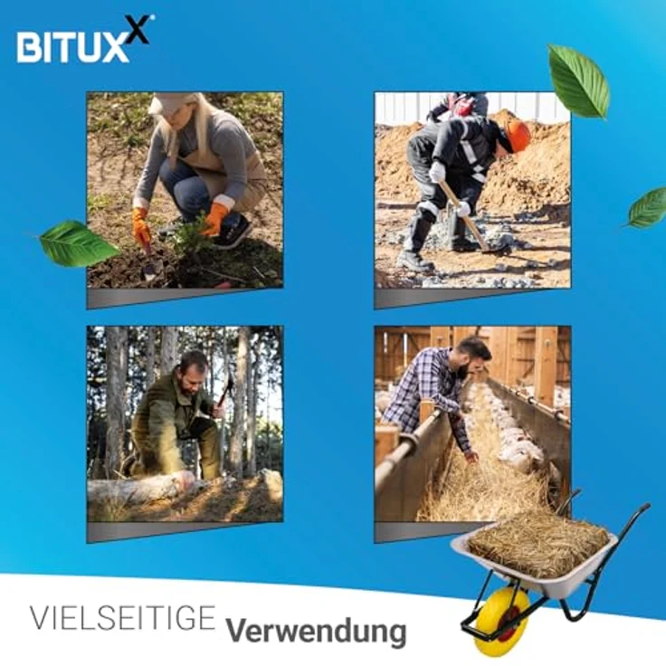 BITUXX® Schubkarre 100L, 250Kg Bauschubkarre verzinkt mit 400mm PU Rad, gelb – Bild 4