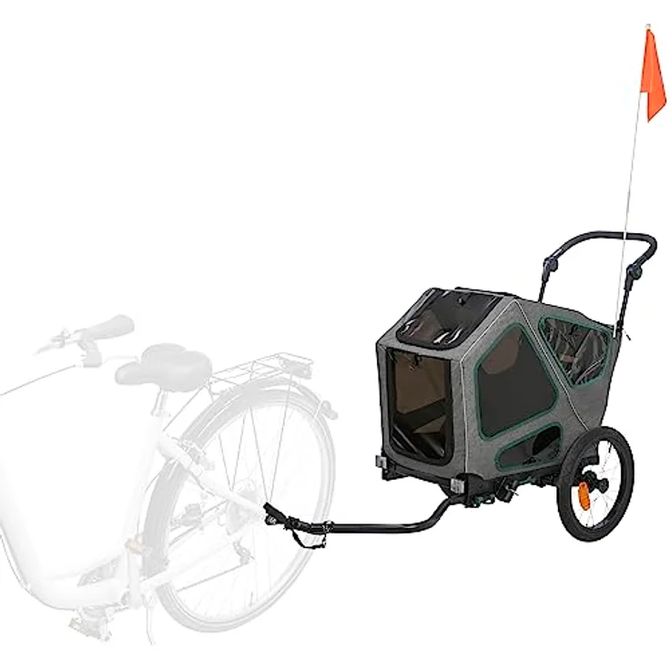 TRIXIE Fahrrad-Anhänger, S: 64 × 92 × 80/130 cm, grau/Salbei, Innenmaße: 41 × 54 × 72 cm bis zu 25 kg - 12800 – Bild 1