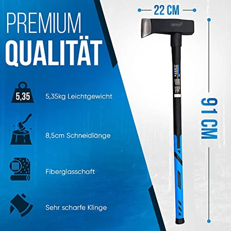 BITUXX Spaltaxt und Spalthammer Set, Fiberglas-Stiel, 1800g Axt + 4kg Hammer, für Garten und Wald – Bild 3