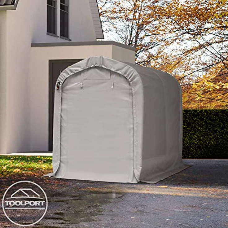TOOLPORT Garagenzelt Carport 1,6 x 2,4 m, graue Mini-Garage mit PVC 800 N Plane und stabiler Stahlrohrkonstruktion – Bild 2