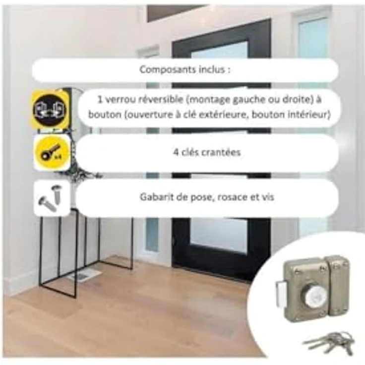 Yale YV25BT-45/SC Türschloss, Goldbraun, 5-poliger Zylinder, Schutz gegen Picking und Ziehen, Ø23 mm – Bild 4