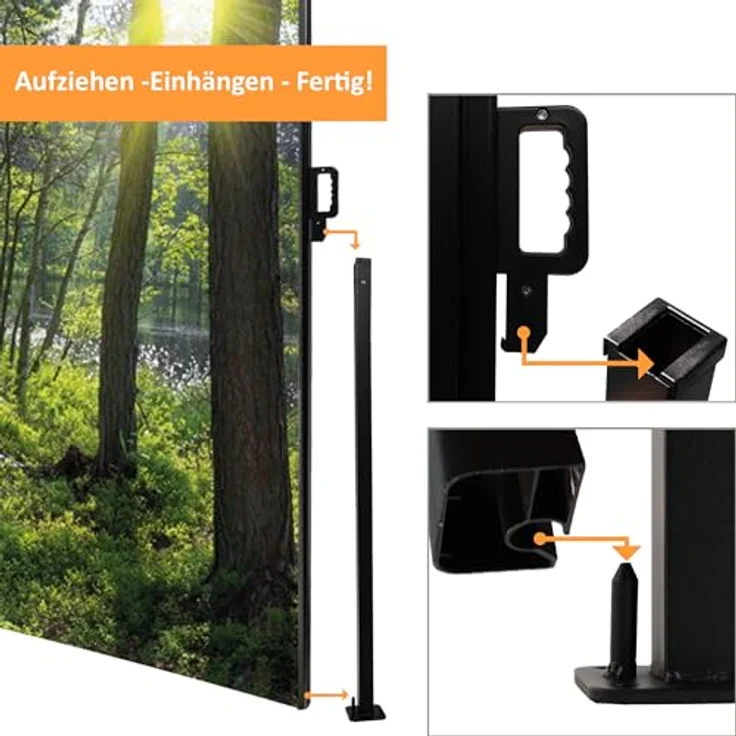Seitenmarkise mit Fotodruck WALD, Sichtschutz, Windschutz – Bild 2