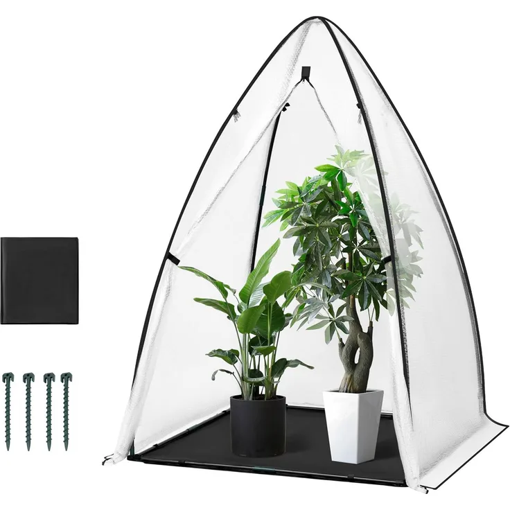 Woltu Gewächshaus 120x180 cm, halbtransparentes Tomatengewächshaus aus Luftpolsterfolie mit stabiler Stahlrohrkonstruktion, Dunkelgrün/Schwarz