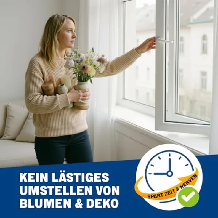 frischluft Fensterbrett Flexible Fensterbank, Teleskop 55–86 cm, für Fensterbreiten 65–107 cm, ohne Bohren & Kleben, bis 5 kg Belastung, Kippleiste für sicheren Halt – Bild 4