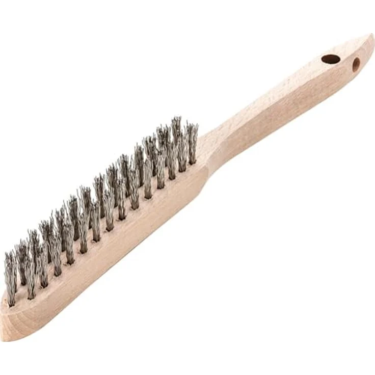 Lessmann Handbürste 2 Reihen ROF, Edelstahldraht gewellt 0,35 mm, Holzgriff, 104621EZ – Bild 1
