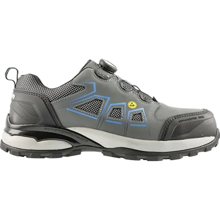 Högert Technik FULDE Sicherheitsschuhe LACE SYSTEM S3S SR FO ESD, Halbschuhe, grau/blau, mit Kompositkappe und rutschfester Sohle, optimaler Schutz vor elektrostatischer Entladung, schnelle Schnürregulierung – Bild 4