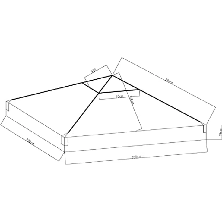 Quick Star Pavillon-Ersatzdach 3x3m Sand Clear Top, Polyester 260 g/m² mit Klarsichtfenster und wasserdicht versiegelten Nähten – Bild 3