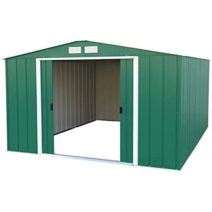 Duramax ECO 10 x 12 (11.03 m²) Metallgerätehaus, feuerverzinktes Metall gerätehaus - Geräteschuppen, verstärkte Dachkonstruktion, wartungsfreier und wetterfester Metallschuppen, Grün – Bild 4