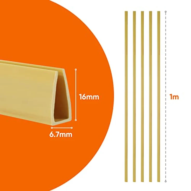 Sekey PVC Zaunschiene Abdeckprofil 5pcs x 1m, Schutzzubehör für PVC Sichtschutzmatte, 1 m/Wurzel, 5er Set, Bambus – Bild 5