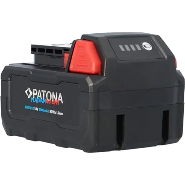 PATONA Platinum 18V Akku für Milwaukee M18, 5.000mAh, mit USB-C PD45W Anschluss, schwarz – Bild 1